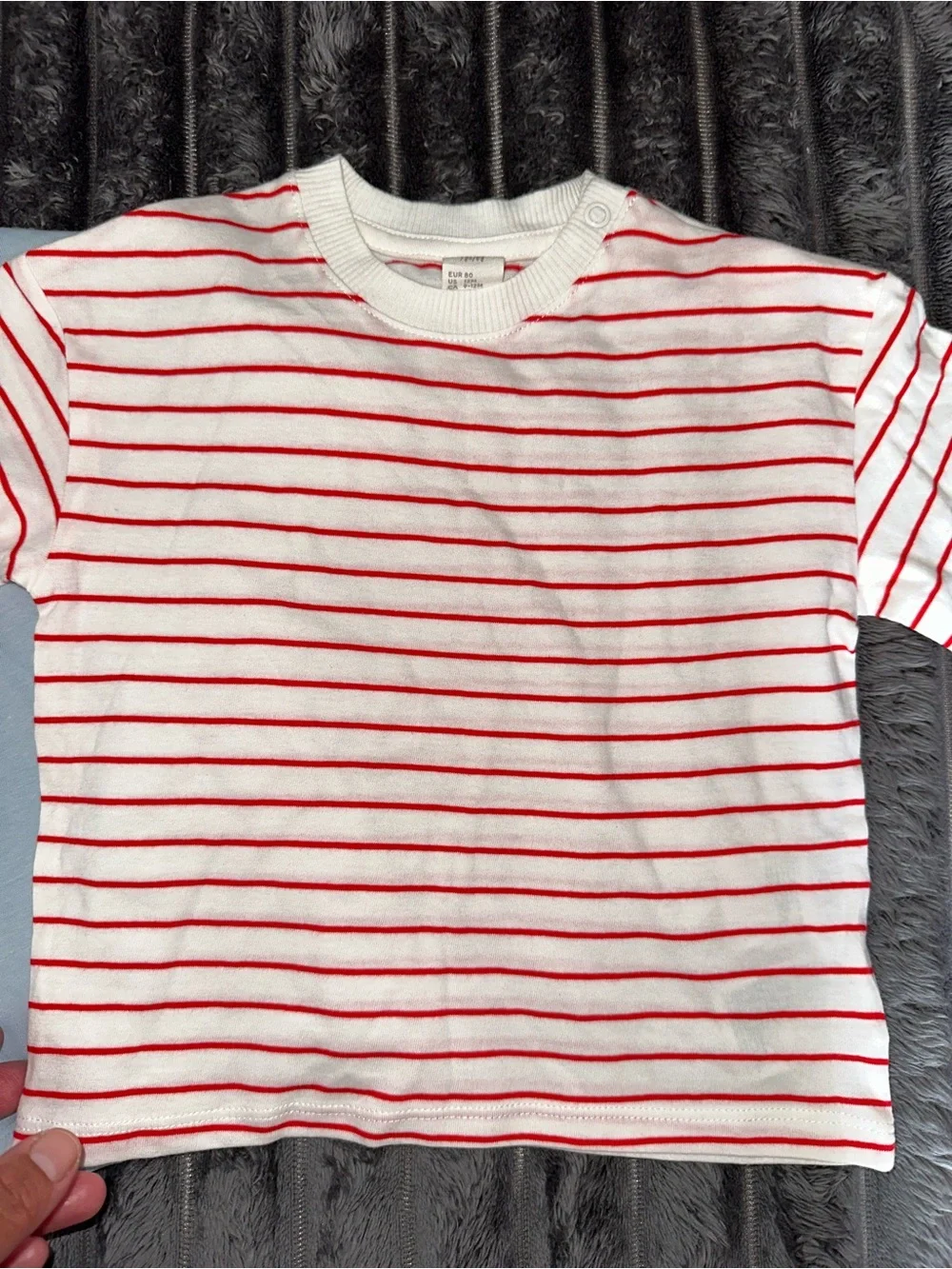 H&M baby boy Navy Anchor Tee, Red-Striped White Tee & Light Blue Tee - 3-Pack